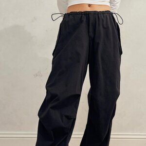Iets Frans Urban Outfitters Baggy Tech Pants Trousers Solid Black Size Small